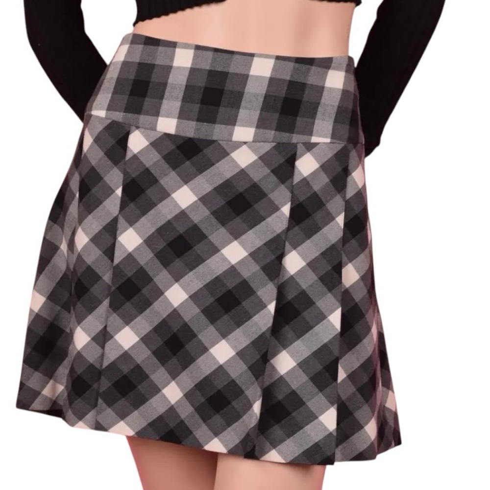 The Limited Black and White Cream Mini A-Line Pleated Skirt Size 0